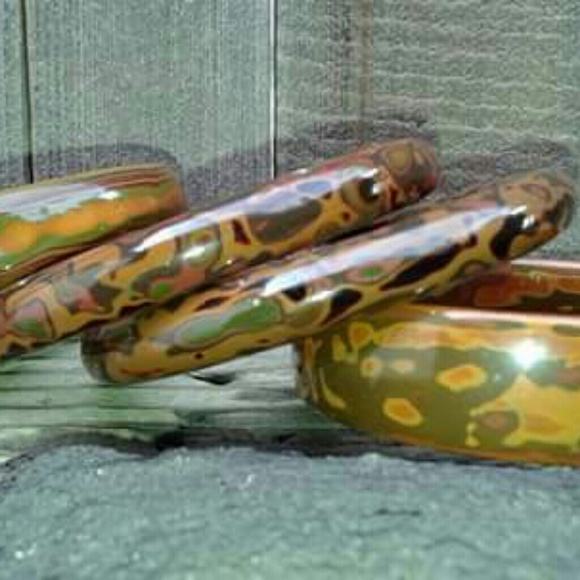 Jewelry - Rare end of day camo BAKELITE bracelets